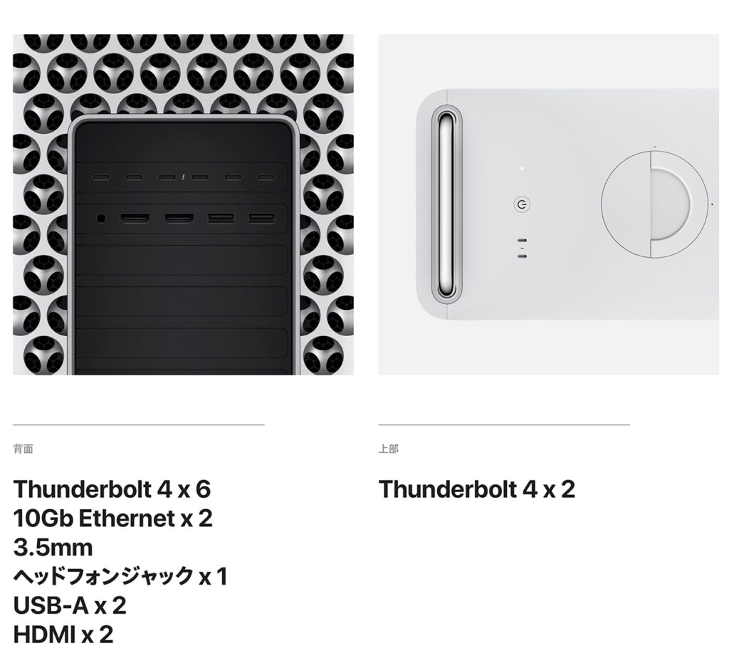 Mac Pro 2023 のUSB-Aは3つ