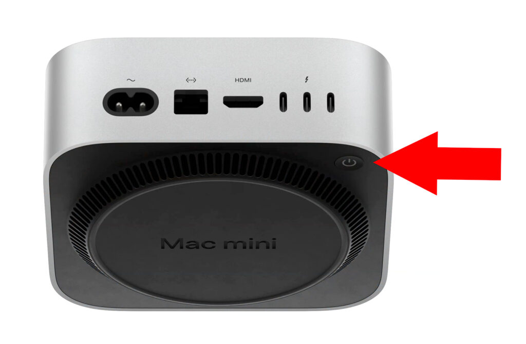 Mac mini 電源ボタンは底面に